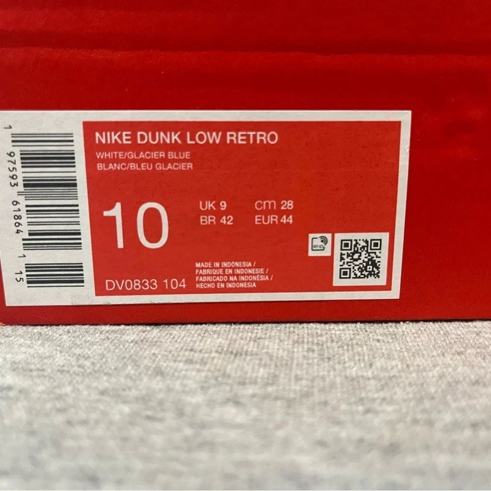 Nike Dunk Low Retro White Glacier Blue Sneaker Men's Shoe Size 10 DV0833 104 - Picture 11 of 11